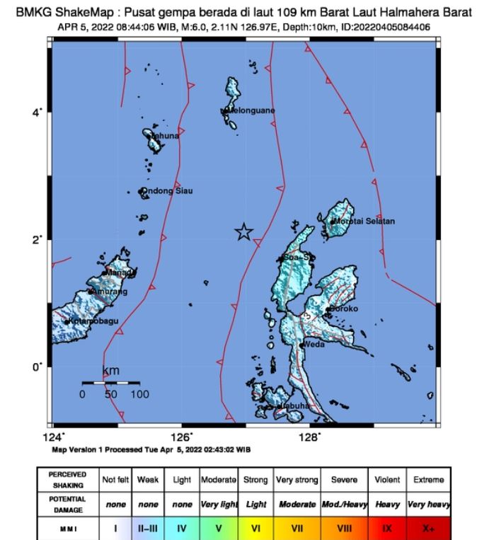 Info Gempa Bumi Terkini Magnitudo 6.0 Guncang Halmahera Barat, Tidak Potensi Tsunami