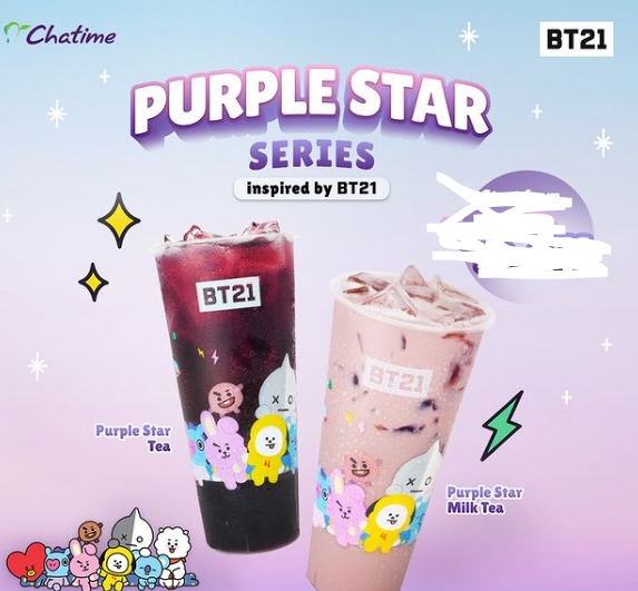 Chatime BT21 Purple ungu varian Milk dan Tea series spesial BTS