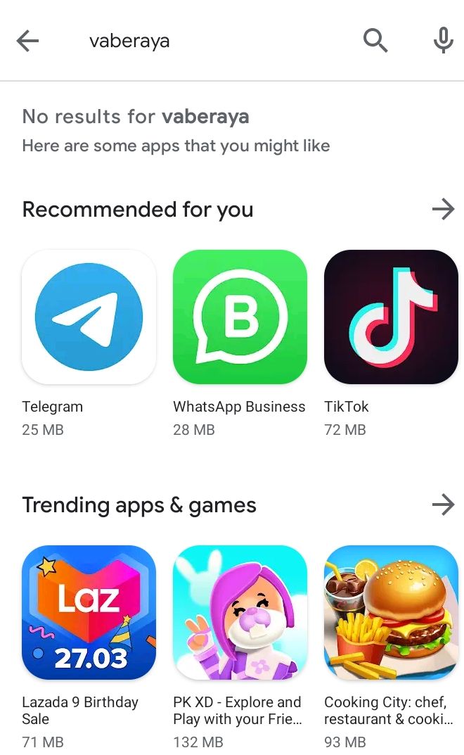 Tangkapan layar Play Store terkait aplikasi Vaberaya