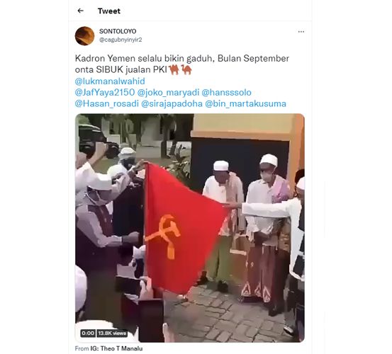 Beredar Video Kumpulan Orang Pakai Peci Bakar Bendera Komunis, Netizen: Itu Uang Dipakai Mubazdir