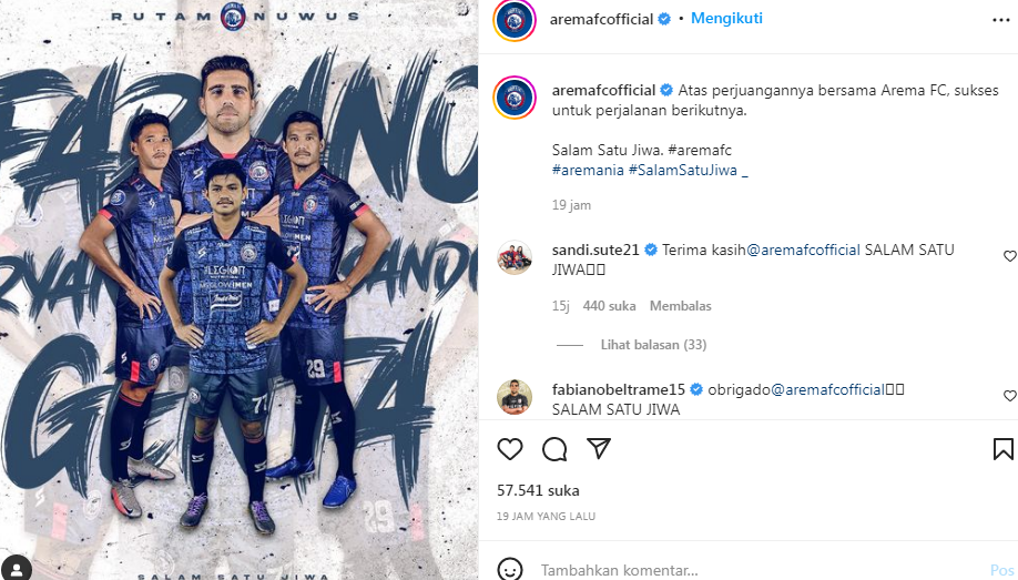 Cuci Gudang! 15 Pemain Hengkang dari Arema FC, Terbaru Mantan Pemain Persib Bandung Fabiano Beltrame 