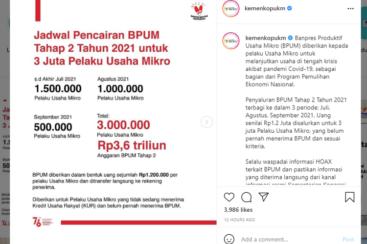 Jadwal Resmi Pencairan Bpum Rp 1 2 Juta Tahap 2 2021 Blt Umkm