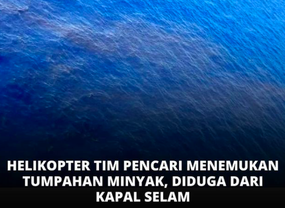 Tangkapan layar Tumpahan Minyak yang diduga berasal dari Kapal Selam KRI Nanggala-402 yang hilang kontak di Perairan Bali, Rabu 21 April 2021.