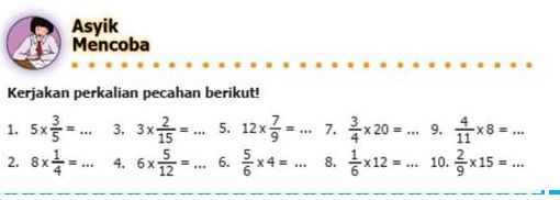 Pembahasan kunci jawaban Matematika kelas 5 SD MI halaman 19 Asyik Mencoba soal nomor 1-10, semester 1 terlengkap 2022.
