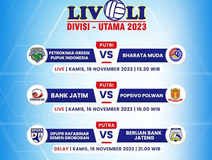 Jadwal Livoli Divisi Utama 2023 Hari Ini 16 November 2023 Jam Tayang ...