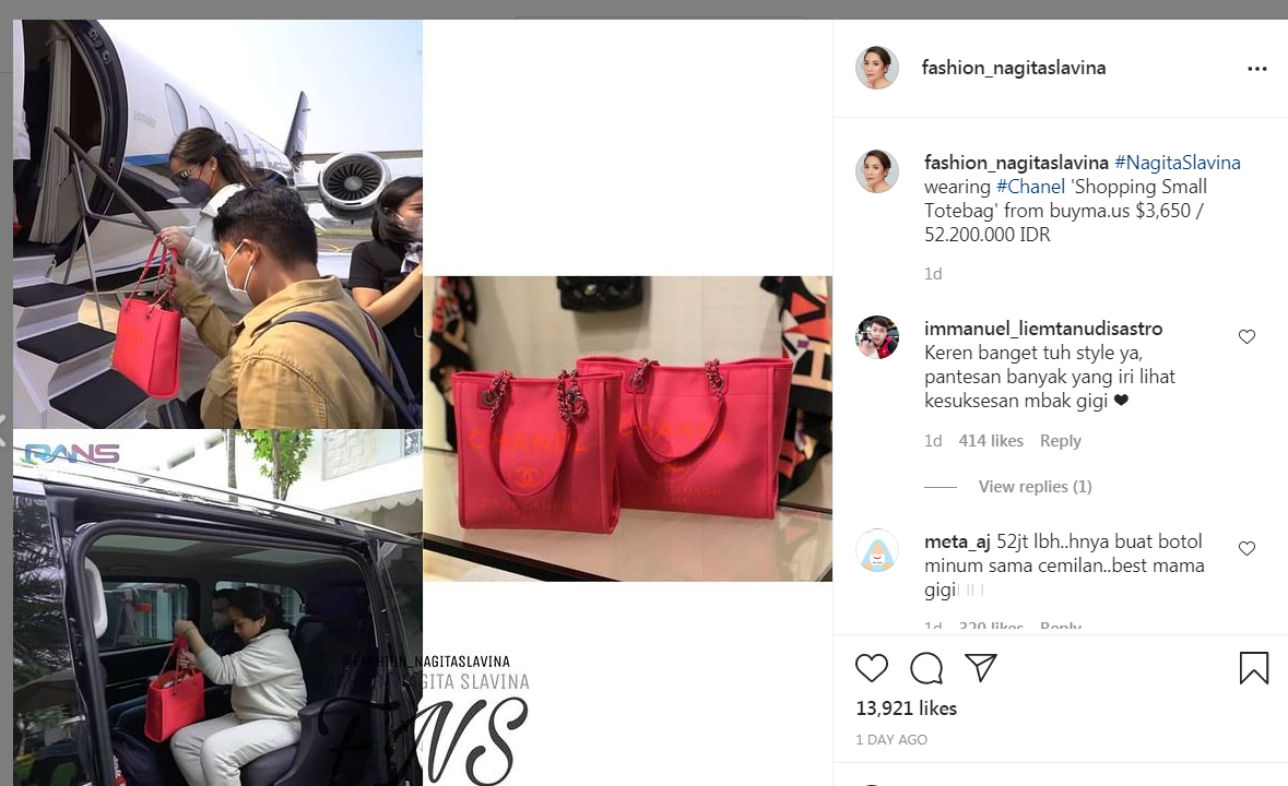 Tangkap layar unggahan Instagram/@fashion_nagitaslavina