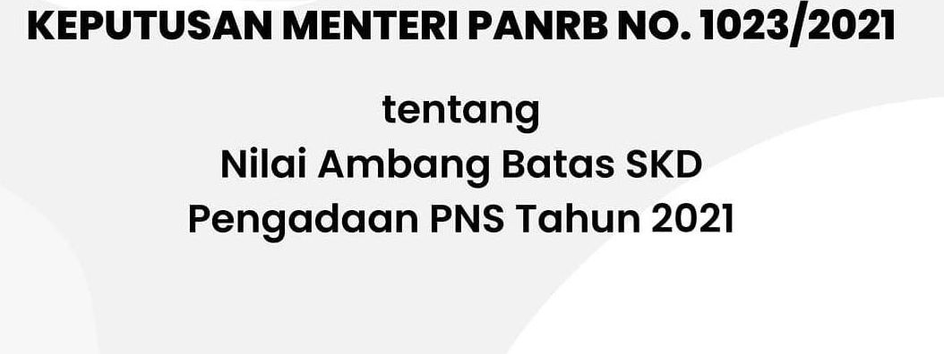 Nilai ambang batas atau passing grade tes SKD CPNS 2021.