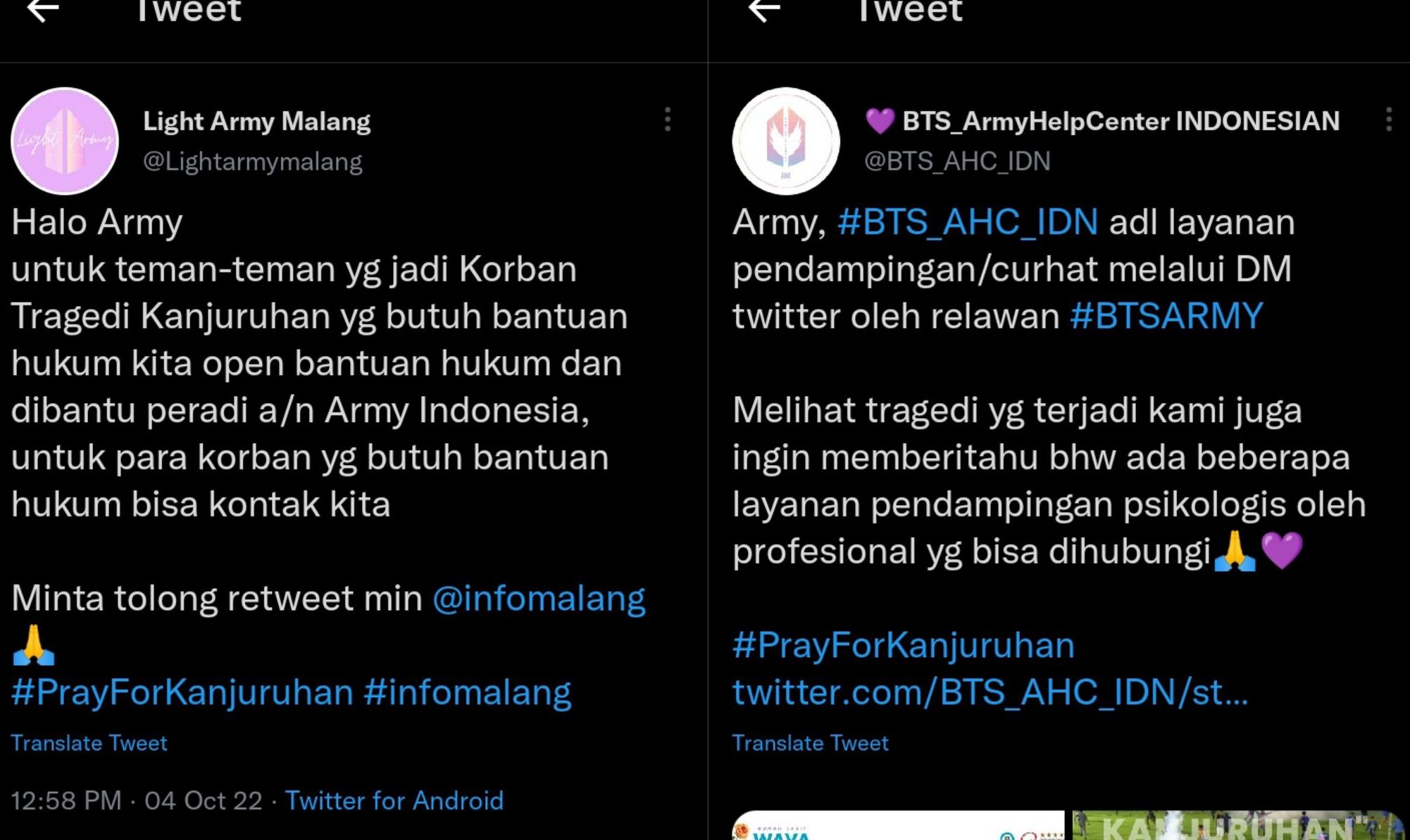 tankap layar bantuan BTS ARMY Indonesia