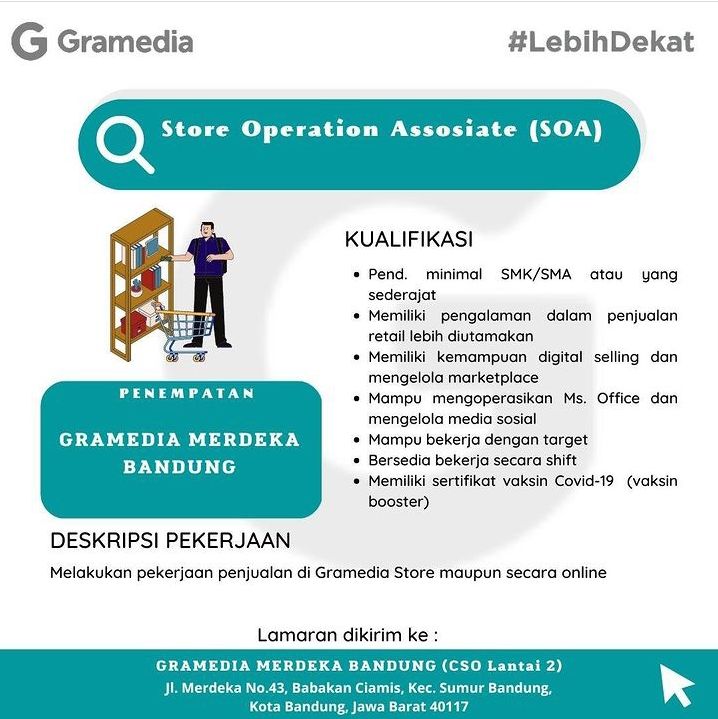 Info Loker 2023: Gramedia Bandung Buka Lowongan Kerja Bagi Lulusan SMA ...