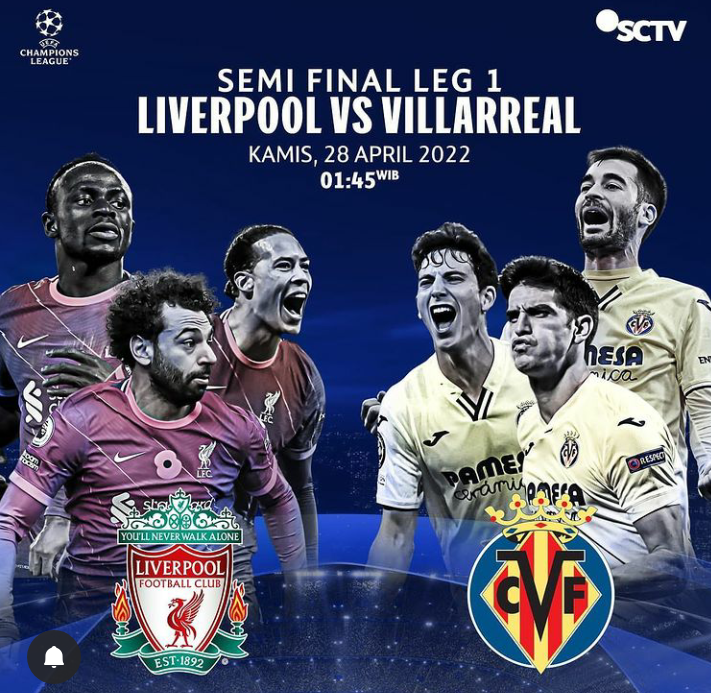 Link Footbal Live Streaming Android: Liverpool vs Villarreal Liga  Champions, 28 April 2022 Kick Off 2: