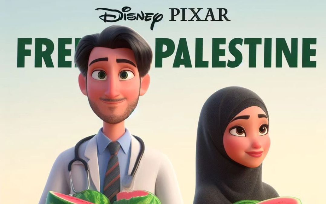 Ini cara buat poster semangka Palestina ala Disney pakai AI.