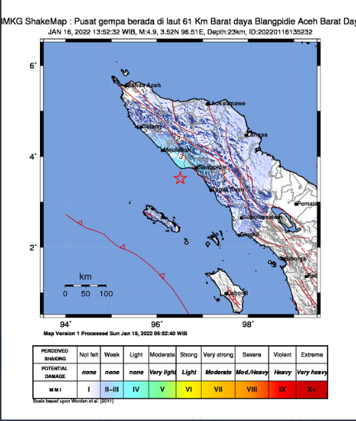 tangkapan layar  Twitter BMKG gempa Aceh 