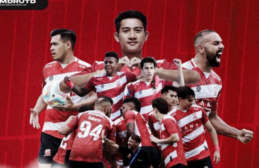 Para punggawa Madura United siap hadapi lawannya Persib Bandung pada pagelaran laga Final leg pertama Championship Series BRi Liga 1 2023 2024
