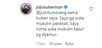 Komentar Joshua Suherman di unggahan Instagramnya.