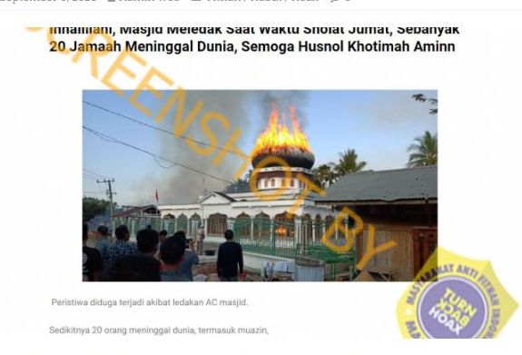 [HOAX] Masjid Meledak Saat Waktu Sholat Jumat, Sebanyak 20 Jamaah Meninggal Dunia