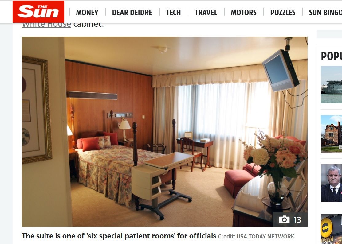 Tangkapan layar foto kamar presidential Suite yang digunakan Donald Trump selama perawatan Covid-19