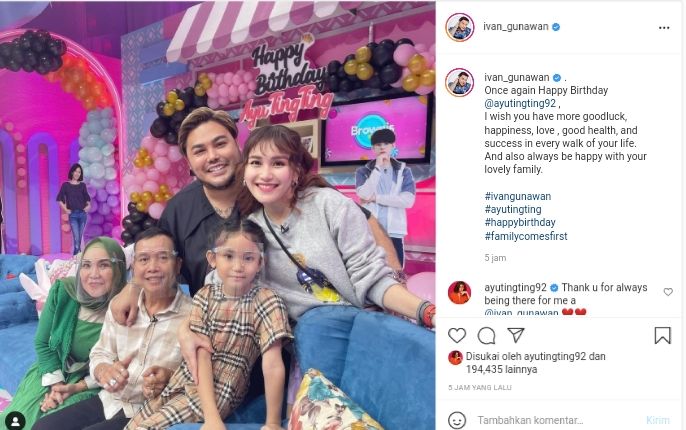 Ivan Gunawan Pamer Foto Bersama Keluarga Ayu Ting Ting, Netizen: Bismillah jadi