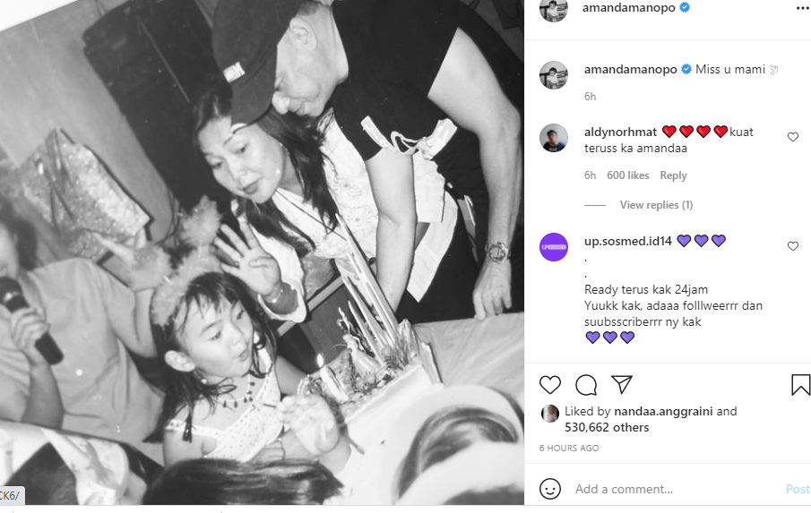  Amanda Manopo mengunggah foto kenangan saat dirinya masih kecil/Instagram