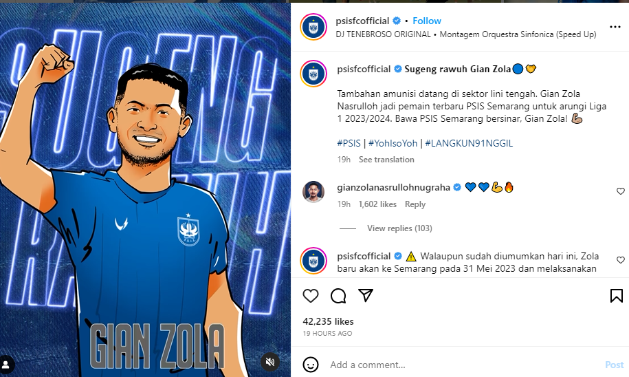 Gian Zola Resmi gabung bersama PSIS Semarang di Liga 1 2023-3024
