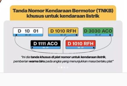 Tanda pada nomor kendaraan listrik di Jawa Barat.