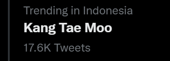 Nama Kang Tae Moo masuk trend di Twitter.