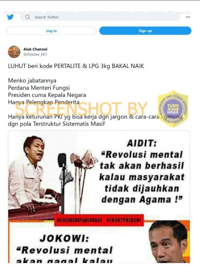 [HOAX] Jokowi Ungkapkan Revolusi Mental akan Gagal Kalau Agama Tidak Dipisahkan dari Politik.