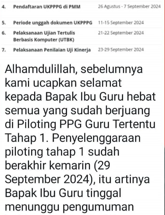 Diumumkan tanggal 8 oktober 2024 ini cek kode lulus piloting ppg