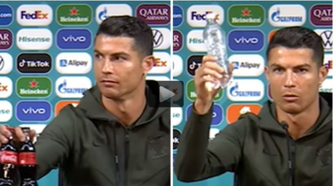 Ia menghargai Coca Cola jatuh di wilayah empat miliar dolar setelah Cristiano Ronaldo meremehkan dihapus dua botol dari tempat mereka di konferensi pers pada hari Senin
