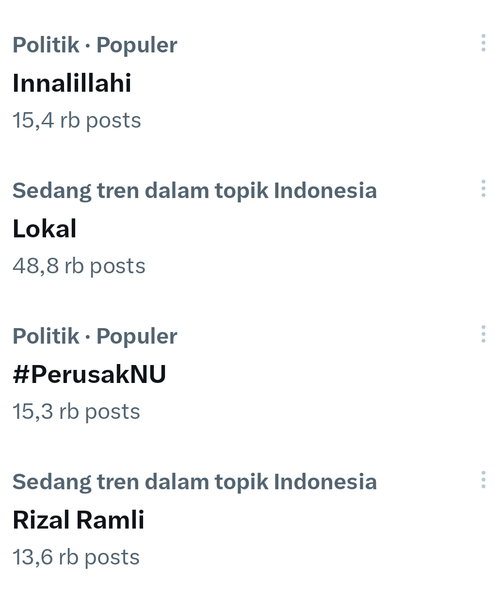 Innalillah dan Rizal Ramli trending di akun X