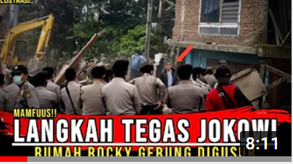 Thumbnail video yang mengatakan Jokowi ambil langkah tegas, rumah Rocky Gerung digusur