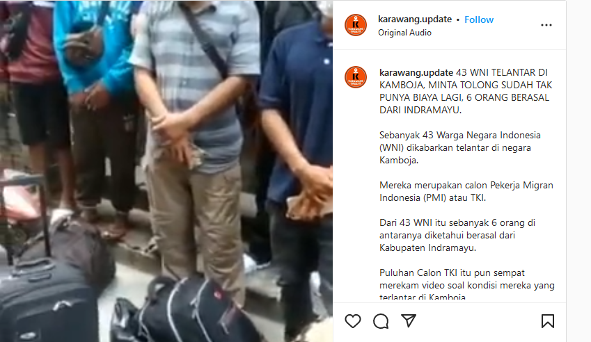 Video viral yang menampilkan dugaan TKI Indramayu terlantar di luar negeri.