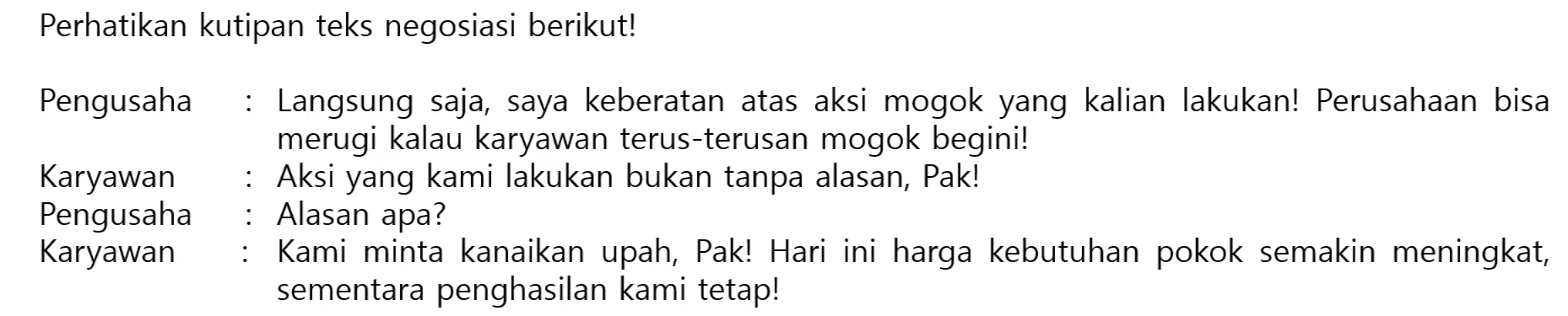 Latihan Soal Bahasa Indonesia: Teks Negosiasi Kelas 10 SMA MA, Beserta ...