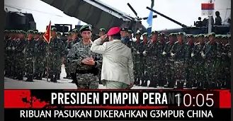 Thumbnail video yang mengatakan Jokowi pimpin perang dan kerahkan ribuan pasukan gempur China