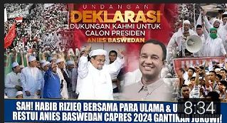 Video yang mengatakan Habib Rizieq, ulama, dan umat Islam restui Anies Baswedan maju Capres 2024 gantikan Jokowi