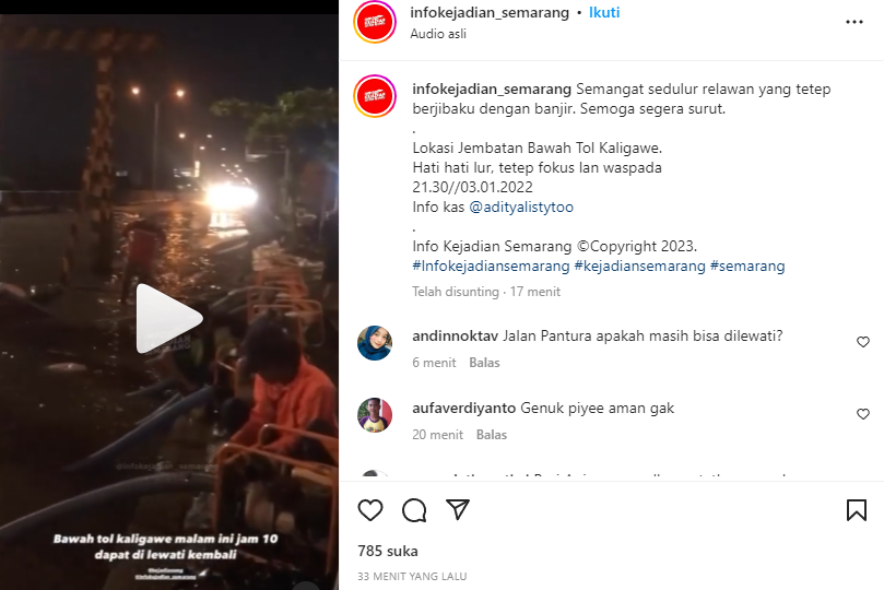 Inilah update terkini terkait banjir di Kota Semarang. Area di Jembatan Bawah Tol Kaligawe sudah dapat dilalui oleh kendaraan