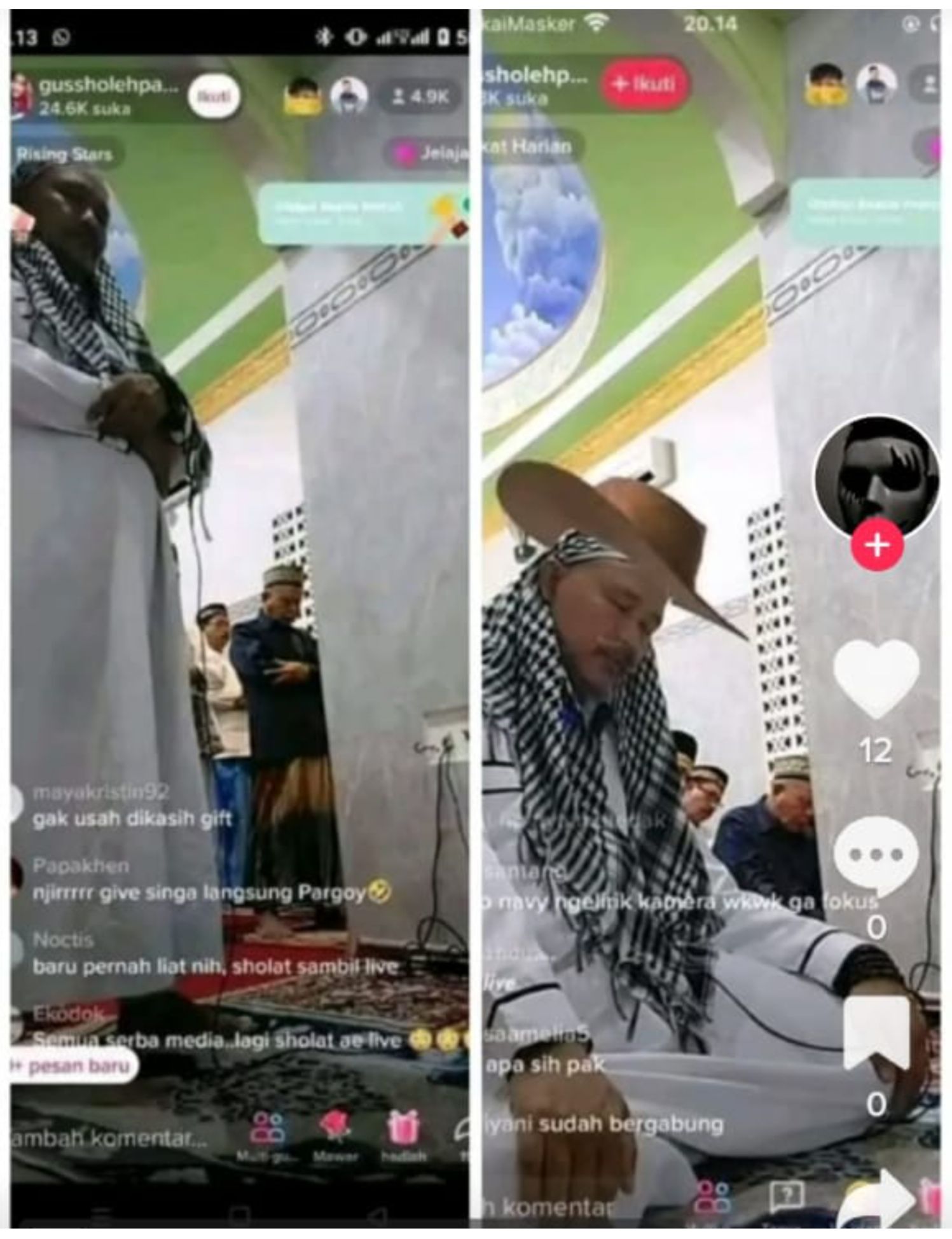 Gus Sholeh Pati yang viral karena jadi imam sholat tarawih sambil live TikTok.
