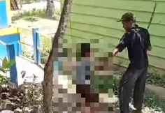 Tangkapan layar video penganiyaan seorang anak kecil oleh seorang pria diduga ayahnya -f/istimewa