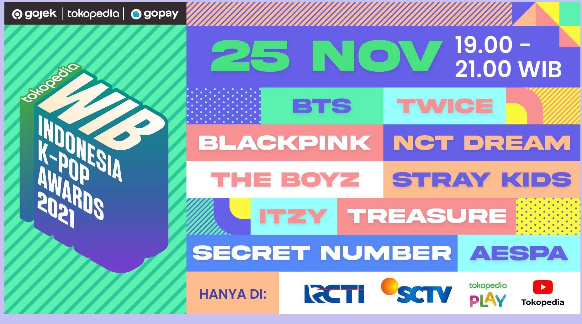 Siaran langsung live streaming Tokopedia WIB Indonesia K-Pop Awards 2021 di RCTI malam hari ini 25 November 2021 lewat TV Onlinenya