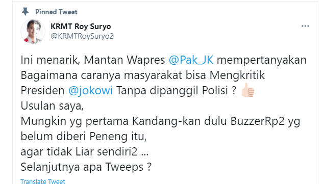 Tangkapan kayar twitter mantan Menpora, Roy Suryo