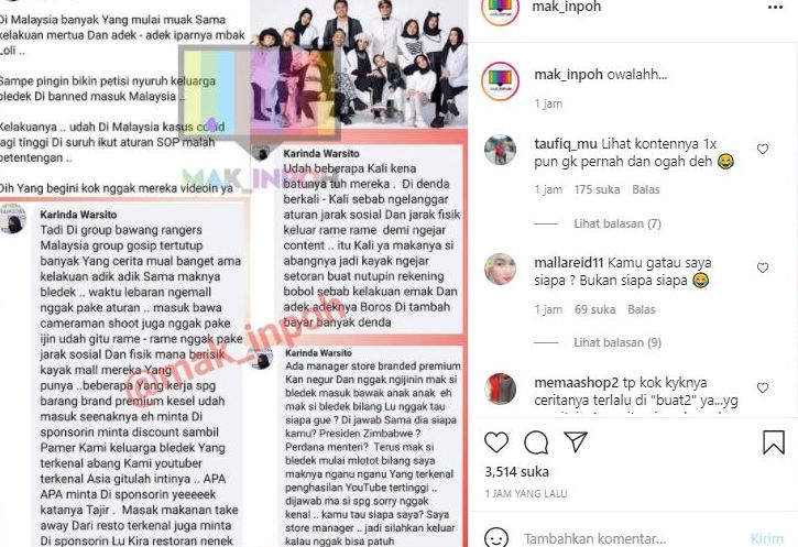 Komentar netizen terkait keluarga Halilintar di Malaysia