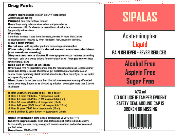 The Label of Pain Reliever “Sipalas”.