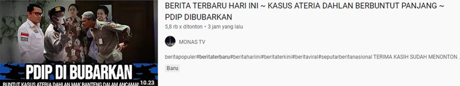 tangkap layar Kasus Arteria Dahlan, PDIP Dibubarkan/YouTube/Monas TV.
