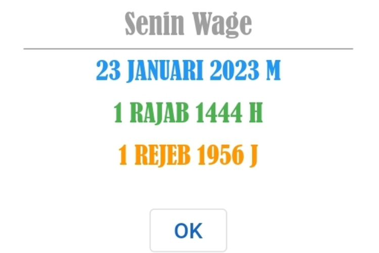 tanggal 10 rajab 2023 jatuh pada hari apa