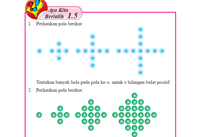 Kunci Jawaban Matematika Kelas 8 Semester 1 Halaman 30 31 32 33 Ayo Kita Berlatih 1 5 Pola Bilangan Portal Kudus