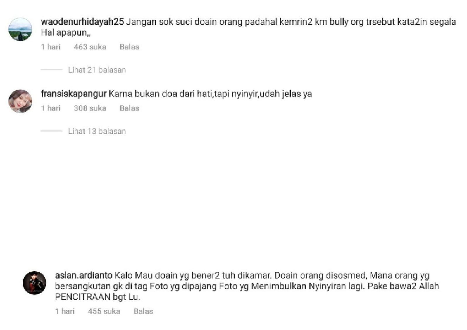 Komentar netizen pada unggahan Aty Kodong.