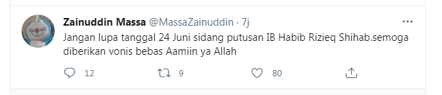 Jelang Sidang Vonis Habib Rizieq Terkait Tes Swab RS Ummi, Begini Komentar Para Netizen di Twitter