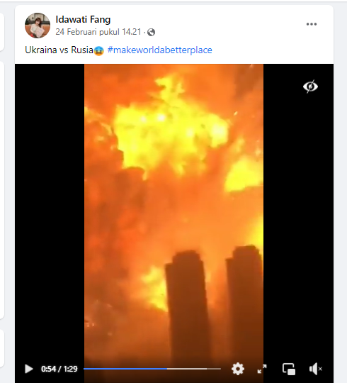Unggahan video klaim terjadi ledakan karena perang Rusia dan Ukraina adalah hoax.