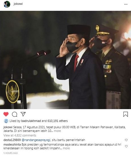Presiden Jokowi Menghadiri Upacara HUT RI ke-76 di Taman Makam Pahlawan Kalibata, Jakarta