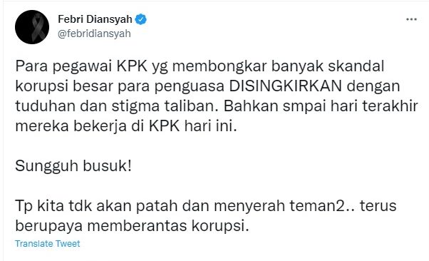 Cuitan Mantan Jubir KPK, Febri Diansyah.