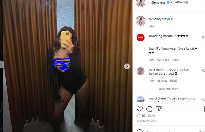 Unggah Foto Sexi, Millen Cyrus Mendapat Banyak Komentar dari Netizen: Gpp Diumbar Bukan Aurat Juga